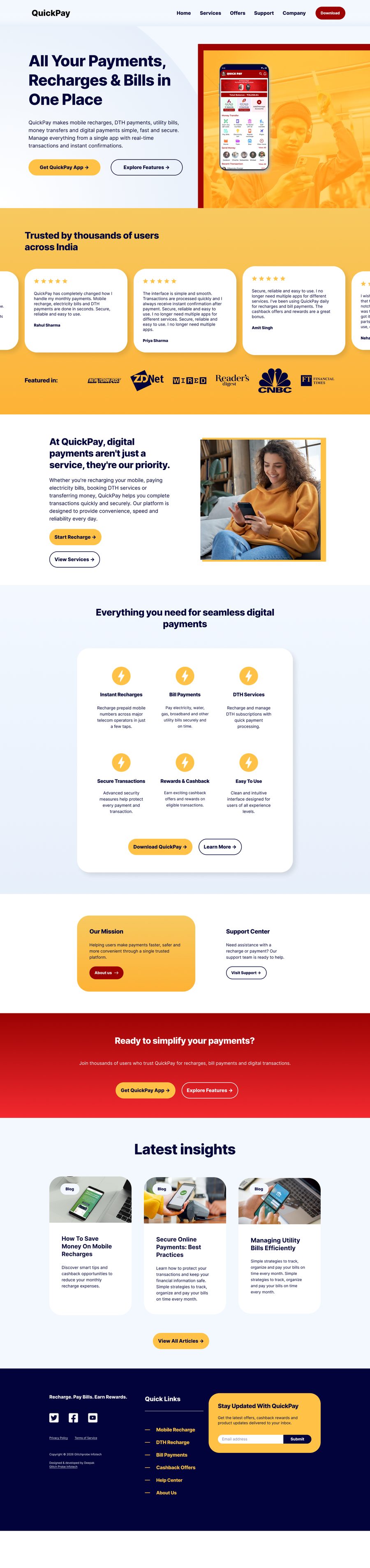 Quick Pay Recharge App portfolio screenshot